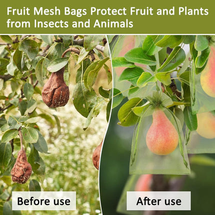 YQL 100Pcs 4"x6" Fruit Protection Bags,Fruit Netting Bags,Garden Netting Bags with Drawstring for Protecting Fruits and Vegetables.