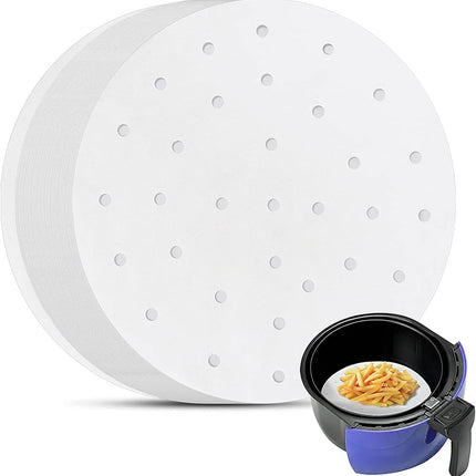 YQL 7 Inch Air Fryer Liner,200PCS Parchment Paper for Air Fryer Precut Perforated Parchment Paper Steaming Paper for Steaming Basket and More.