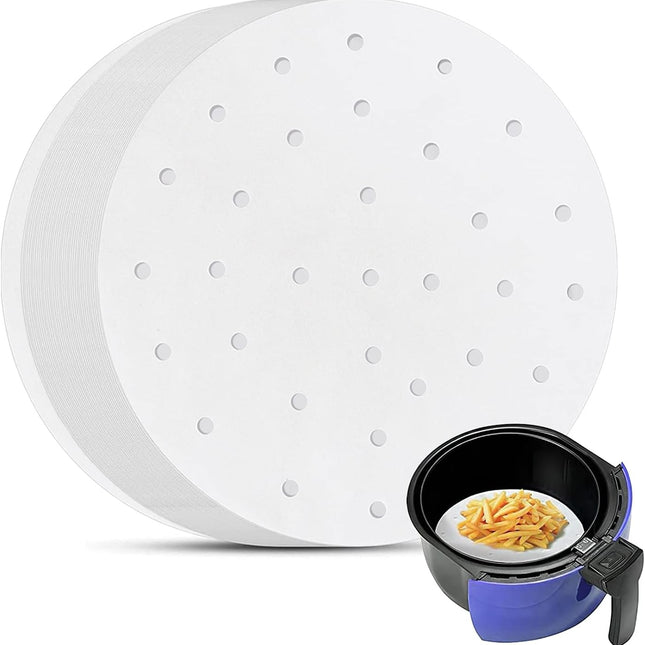 YQL 7 Inch Air Fryer Liner,200PCS Parchment Paper for Air Fryer Precut Perforated Parchment Paper Steaming Paper for Steaming Basket and More.