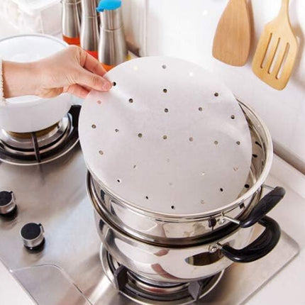 YQL 7 Inch Air Fryer Liner,200PCS Parchment Paper for Air Fryer Precut Perforated Parchment Paper Steaming Paper for Steaming Basket and More.