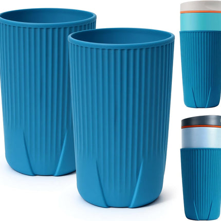 YQL 2-Pack Silicone Water Bottle Boot for Owala 20oz SmoothSip Slider Tumbler – Half-Wrap Protective Cup Sleeve, Anti-Slip Silicone Base for Travel Mug, Reusable & Dishwasher Safe (Blue).