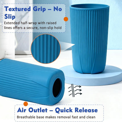 YQL 2-Pack Silicone Water Bottle Boot for Owala 20oz SmoothSip Slider Tumbler – Half-Wrap Protective Cup Sleeve, Anti-Slip Silicone Base for Travel Mug, Reusable & Dishwasher Safe (Blue).