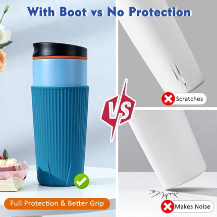 YQL 2-Pack Silicone Water Bottle Boot for Owala 20oz SmoothSip Slider Tumbler – Half-Wrap Protective Cup Sleeve, Anti-Slip Silicone Base for Travel Mug, Reusable & Dishwasher Safe (Blue).