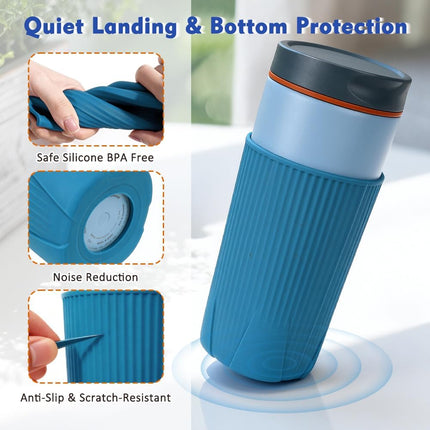 YQL 2-Pack Silicone Water Bottle Boot for Owala 20oz SmoothSip Slider Tumbler – Half-Wrap Protective Cup Sleeve, Anti-Slip Silicone Base for Travel Mug, Reusable & Dishwasher Safe (Blue).