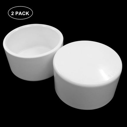 Biaungdo 2 Pack 3 Inch PVC Pipe End Cap Fitting, Furniture Grade SCH40 PVC Pipe Plug Adapter, White Pipes Plug Socket Fittings for Build Furniture DIY Structure Garden Shelf.