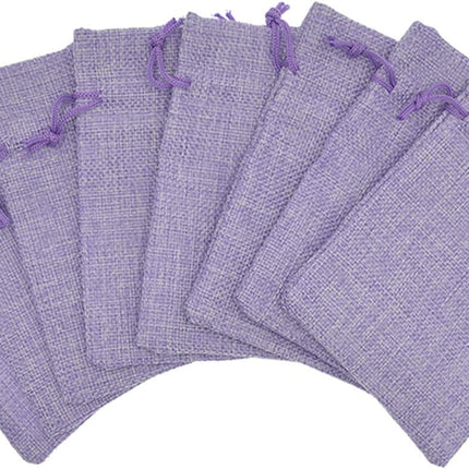 20Pcs Burlap Bags with Drawstring 2.7 x 3.5 Inch, Linen Small Party Favor Gift Bags Jewelry Pouches Sachet Sacks for Wedding, DIY Craft (Light Purple).