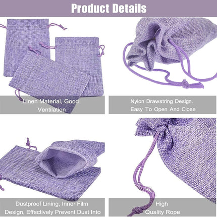 20Pcs Burlap Bags with Drawstring 2.7 x 3.5 Inch, Linen Small Party Favor Gift Bags Jewelry Pouches Sachet Sacks for Wedding, DIY Craft (Light Purple).
