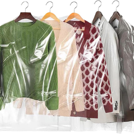 20Pcs Plastic Garment Bags for Hanging Clothes, 35 Inch Clear Dry Cleaner Bags Dustproof Suit Cover Clothes Storage Bag for Skirt Coat Shirt Jacket (60 x 90cm).