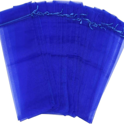 20Pcs Organza Wine Gift Bags with Drawstrings, Mesh Wine Bottle Covers for Wedding, Birthday, Shower Party Favor, Housewarming (Royal Blue).