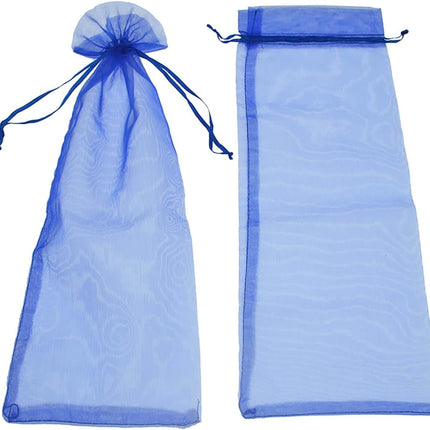 20Pcs Organza Wine Gift Bags with Drawstrings, Mesh Wine Bottle Covers for Wedding, Birthday, Shower Party Favor, Housewarming (Royal Blue).