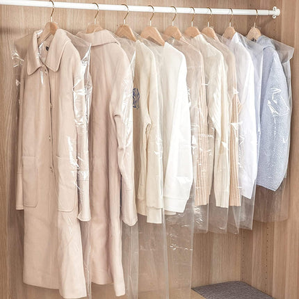 20Pcs Plastic Clear Garment Bags, 23.6x47.2 Inches Dry Cleaning Laundrette Suit Clothes Dustproof Storage Bags Hanging Garment Cover for Closet Storage, Dry Cleaner, Travel.