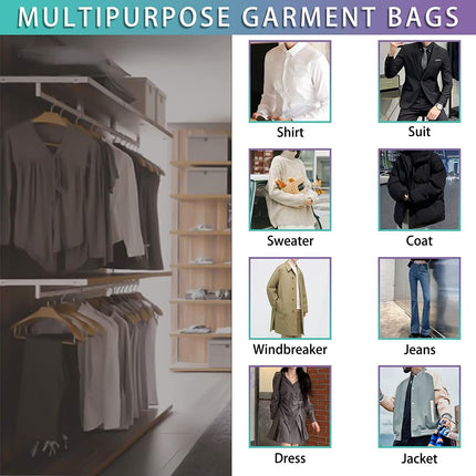 20Pcs Plastic Clear Garment Bags, 23.6x47.2 Inches Dry Cleaning Laundrette Suit Clothes Dustproof Storage Bags Hanging Garment Cover for Closet Storage, Dry Cleaner, Travel.