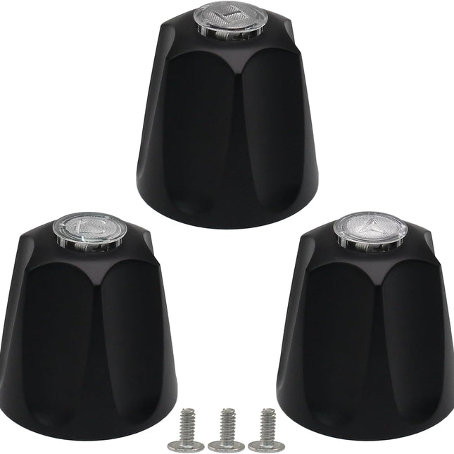 Biaungdo Black Shower Knob Replacement Set of 3, Bathtub Faucet Handles Include Hot and Cold/Diverter Shower Knob for Remodeling Trim.