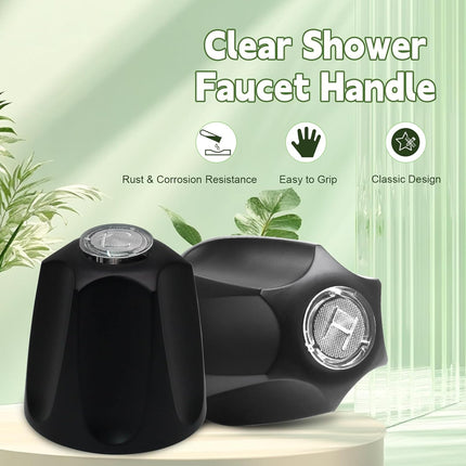 Biaungdo Black Shower Knob Replacement Set of 3, Bathtub Faucet Handles Include Hot and Cold/Diverter Shower Knob for Remodeling Trim.
