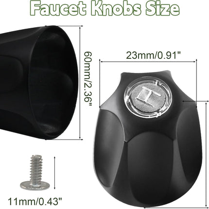 Biaungdo Black Shower Knob Replacement Set of 3, Bathtub Faucet Handles Include Hot and Cold/Diverter Shower Knob for Remodeling Trim.