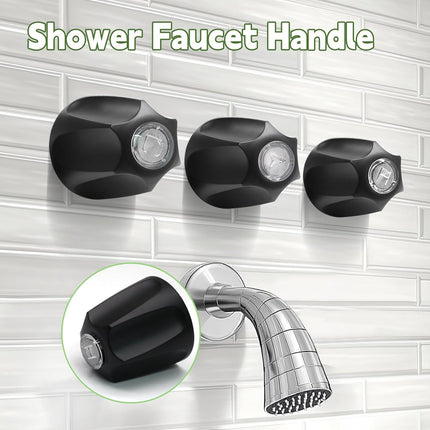 Biaungdo Black Shower Knob Replacement Set of 3, Bathtub Faucet Handles Include Hot and Cold/Diverter Shower Knob for Remodeling Trim.