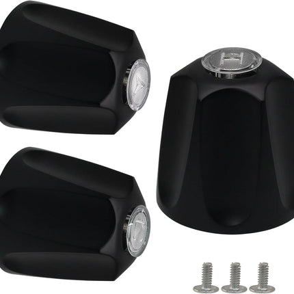 Biaungdo Black Shower Knob Replacement Set of 3, Bathtub Faucet Handles Include Hot and Cold/Diverter Shower Knob for Remodeling Trim.