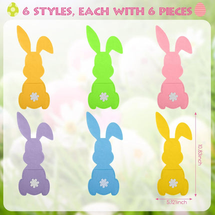 36 Pcs Easter Bunny Utensil Cutlery Holder Pouch Bags 5.12 x 10.83 Inch Rabbit Felt Silverware Utensil Sleeve for Knife Forks Spring Easter Table Decoration Wedding Birthday Party Gifts.
