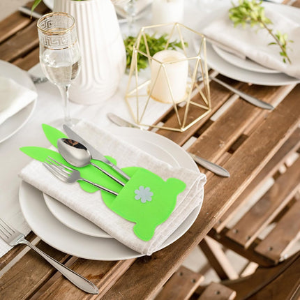 36 Pcs Easter Bunny Utensil Cutlery Holder Pouch Bags 5.12 x 10.83 Inch Rabbit Felt Silverware Utensil Sleeve for Knife Forks Spring Easter Table Decoration Wedding Birthday Party Gifts.