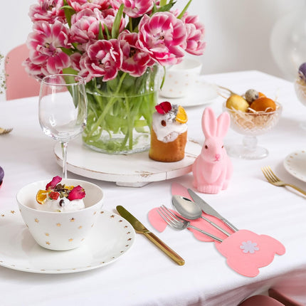 36 Pcs Easter Bunny Utensil Cutlery Holder Pouch Bags 5.12 x 10.83 Inch Rabbit Felt Silverware Utensil Sleeve for Knife Forks Spring Easter Table Decoration Wedding Birthday Party Gifts.