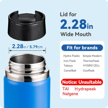 Flip Lid for Hydro Flask 12 16 18 20 32 40 64 oz Wide Mouth Bottle,Replacement Lid for Hydroflask,Thermoflask,Iron Flask and More 2.28" Wide Mouth Bottles.
