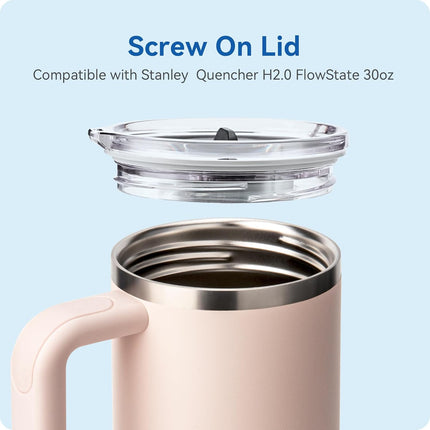 Replacement Lid for Stanley Quencher H2.0&1.0 30oz Tumblers，Leak-Proof Threaded Cover with Straw-Friendly Design, BPA-Free Transparent Lid Compatible with Stanley FlowState 30 oz (1 Pack).