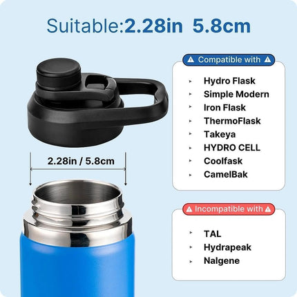 Wide Mouth Spout Lid for Hydro Flask 12-64 oz & More | Compatible Replacement Chug Lid for 2.28" Inner Diameter Bottles - Durable, BPA-Free & Leak-Proof（1 Pack）.