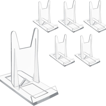 Biaungdo 6 Pcs Acrylic Book Display Stand, Adjustable Clear Display Holder Easel Collector Stand, Compact Desktop Stand for Photos, Postcard, Magazine, Artworks.