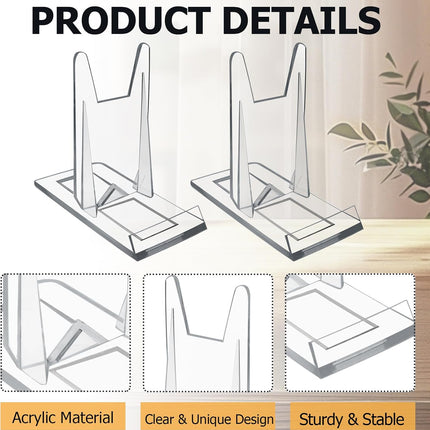 Biaungdo 6 Pcs Acrylic Book Display Stand, Adjustable Clear Display Holder Easel Collector Stand, Compact Desktop Stand for Photos, Postcard, Magazine, Artworks.