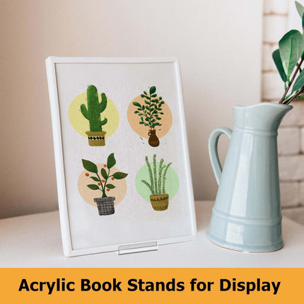 Biaungdo 6 Pcs Acrylic Book Display Stand, Adjustable Clear Display Holder Easel Collector Stand, Compact Desktop Stand for Photos, Postcard, Magazine, Artworks.