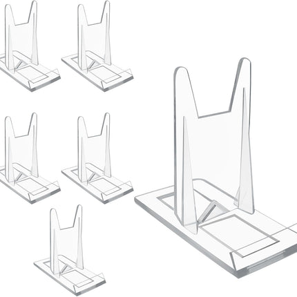 Biaungdo 6 Pcs Acrylic Book Display Stand, Adjustable Clear Display Holder Easel Collector Stand, Compact Desktop Stand for Photos, Postcard, Magazine, Artworks.