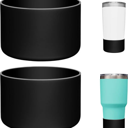 2 Pack Silicone Boot Protectors | Compatible with YETI Rambler 20/30oz, 10oz Tumbler, 20/30oz Travel Mugs | Universal Fit for 2.75-2.85" Base | BPA-Free | Dishwasher Safe (Black).