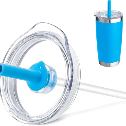 Replacement Straw Lid - For YETI Rambler - Fits 10 oz Stackable Lowball, 10 oz, 16 oz Stackable Tumbler, 20 oz, 24 oz Mug & 25 oz Tumbler with Handle - Leak - Proof Press - Fit Cover (Blue).