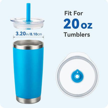 Replacement Straw Lid - For YETI Rambler - Fits 10 oz Stackable Lowball, 10 oz, 16 oz Stackable Tumbler, 20 oz, 24 oz Mug & 25 oz Tumbler with Handle - Leak - Proof Press - Fit Cover (Blue).