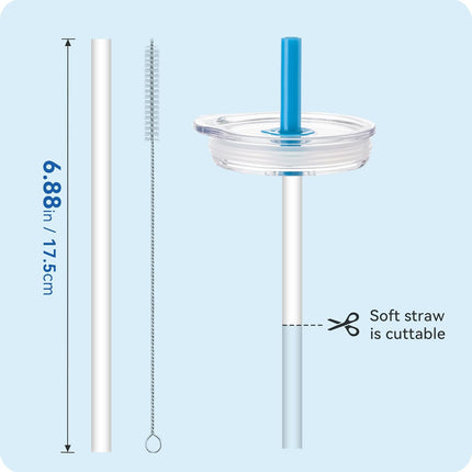 Replacement Straw Lid - For YETI Rambler - Fits 10 oz Stackable Lowball, 10 oz, 16 oz Stackable Tumbler, 20 oz, 24 oz Mug & 25 oz Tumbler with Handle - Leak - Proof Press - Fit Cover (Blue).