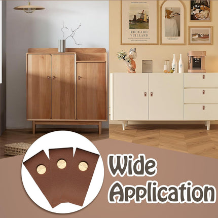 Biaungdo 12 Pack Leather Drawer Pulls, Brown Single Hole Leather Dresser Knobs Leather Pulls Cabinet Door Handle for Kitchen, Cabinet, Drawers, Closet, Dresser, Cupboard.