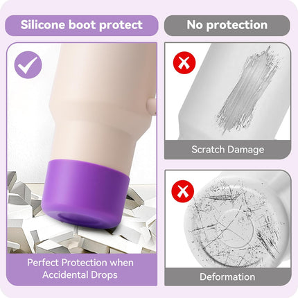 2Pack Silicone Boot Covers | Compatible with Hydro Flask Wide Mouth 20/24oz,Standard Mouth18/ 21/24oz,24oz Travel&2-20oz Water Bottles| 2.75-2.85" Base| Anti-Scratch & Noise Reduction.