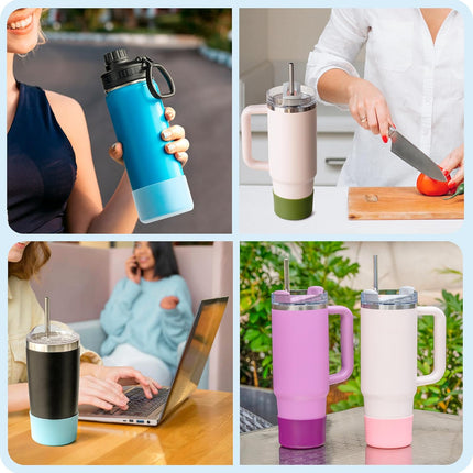 2Pack Silicone Boot Covers | Compatible with Hydro Flask Wide Mouth 20/24oz,Standard Mouth18/ 21/24oz,24oz Travel&2-20oz Water Bottles| 2.75-2.85" Base| Anti-Scratch & Noise Reduction.