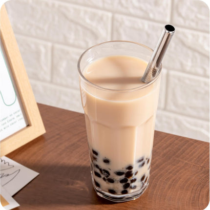 4-Pack Stainless Steel Straw Set - 215mm (8.5") Length, 6/8/10/12mm (0.24"/0.31"/0.39"/0.5") Diameters - Fits Coffee, Smoothies & All Cup Sizes - Reusable & Dishwasher Safe(Black).
