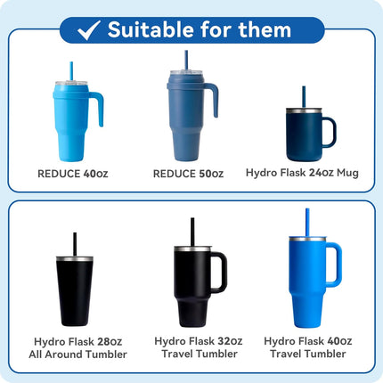 Replacement Straw Lid - Leak - Proof Press - Fit Cover for REDUCE 40 oz & 50 oz Tumblers with Handle, Hydro Flask 24 oz Mug, 28 oz All - Around Tumbler, 32/40 oz Travel Tumblers (White).