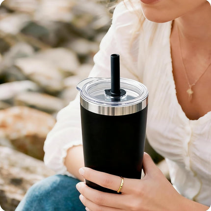 20 oz Straw Lid - Replacement Leak - Proof Cover for 3.2 - inch Press - Fit Cup Mouths of Brands: TEEZWONDER, LEIOH, VIWIS, SUNWILL, NewEleven, MJZAKEFR, AXIARA, Niduilef, SANDJEST (Black).
