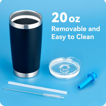 20 oz Straw Lid - Replacement Leak - Proof Cover for 3.2 - inch Press - Fit Cup Mouths of Brands: TEEZWONDER, LEIOH, VIWIS, SUNWILL, NewEleven, MJZAKEFR, AXIARA, Niduilef, SANDJEST (Black).