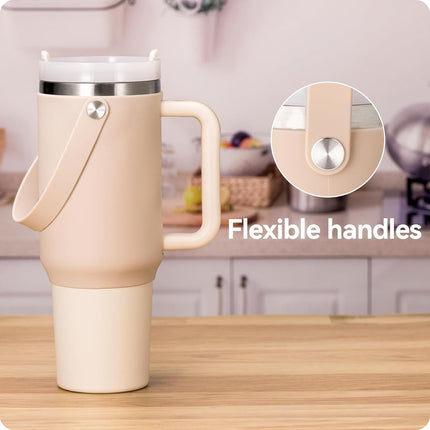 BPA - Free Silicone Carry Handle: Durable Accessory for Stanley Quencher 40oz (Black).