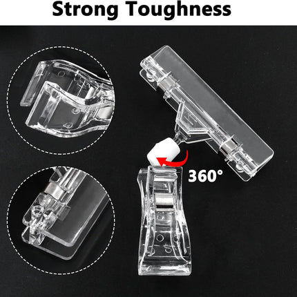 Biaungdo 12 Pcs Rotating Clip Swivel Sign Holder, Clear Rotatable Sign Holder with Double Clip Design, PVC Card Protector for Shelves, Store, Business, Exhibition.