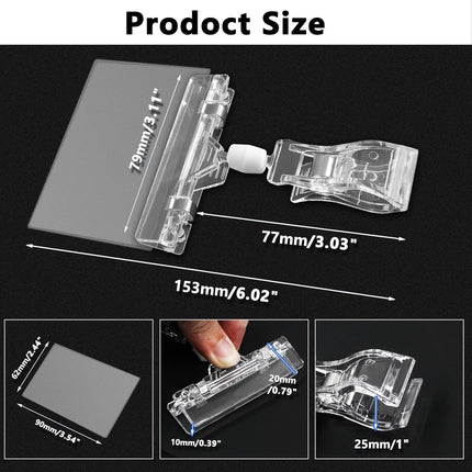 Biaungdo 12 Pcs Rotating Clip Swivel Sign Holder, Clear Rotatable Sign Holder with Double Clip Design, PVC Card Protector for Shelves, Store, Business, Exhibition.