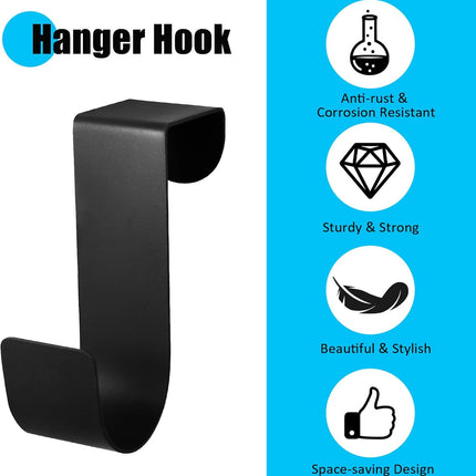 Biaungdo 6 Pcs Over The Cabinet Door Hooks, Black Stainless Steel Hanger Hook Organizer Holder Back Door Hanger Single Hanging Hooks for Over The Door, Kitchen, Christmas, Wreath, Clothes.
