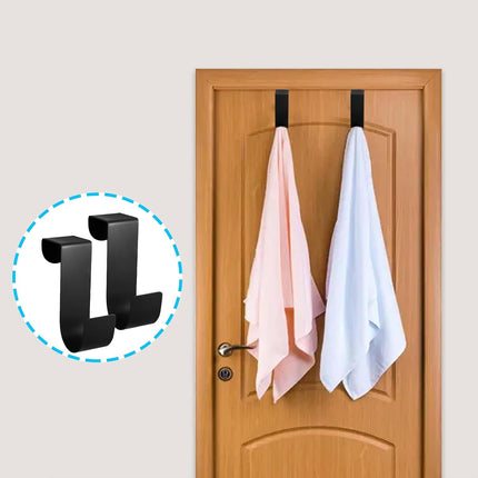 Biaungdo 6 Pcs Over The Cabinet Door Hooks, Black Stainless Steel Hanger Hook Organizer Holder Back Door Hanger Single Hanging Hooks for Over The Door, Kitchen, Christmas, Wreath, Clothes.