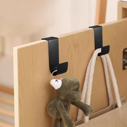 Biaungdo 6 Pcs Over The Cabinet Door Hooks, Black Stainless Steel Hanger Hook Organizer Holder Back Door Hanger Single Hanging Hooks for Over The Door, Kitchen, Christmas, Wreath, Clothes.