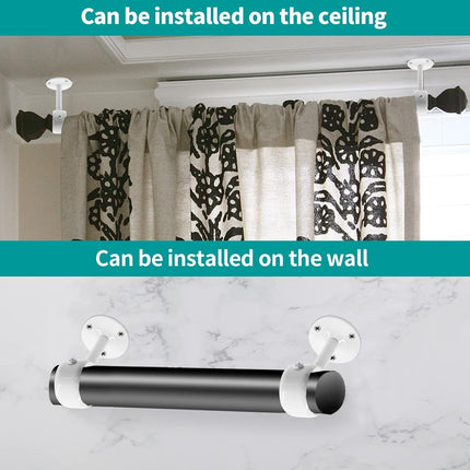 Biaungdo 2 Pcs 1-1/4 Inch Curtain Rod Ceiling-Mount Bracket,Stainless Steel Flange Rod Holder Shower Curtain Closet Rod Holder Ceiling Curtain Rod Brackets with Anchor Screw Kit,White,Locking Design.