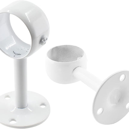 Biaungdo 2 Pcs 1-1/4 Inch Curtain Rod Ceiling-Mount Bracket,Stainless Steel Flange Rod Holder Shower Curtain Closet Rod Holder Ceiling Curtain Rod Brackets with Anchor Screw Kit,White,Locking Design.
